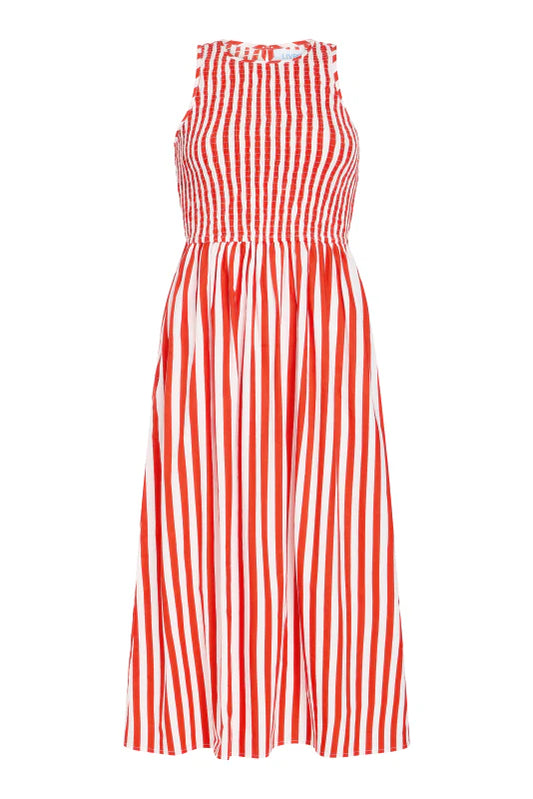Stroll Dress in Red Stripes