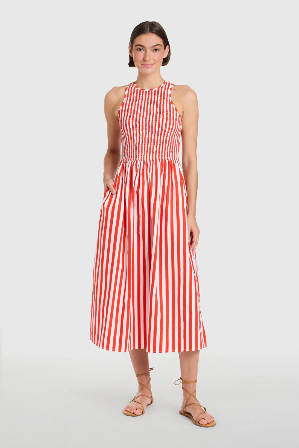 Stroll Dress in Red Stripes