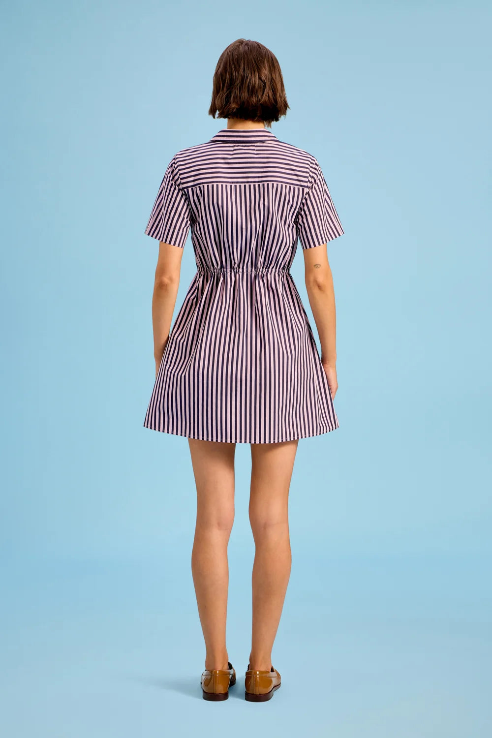 Summit Dress in Lilac Pinstripe