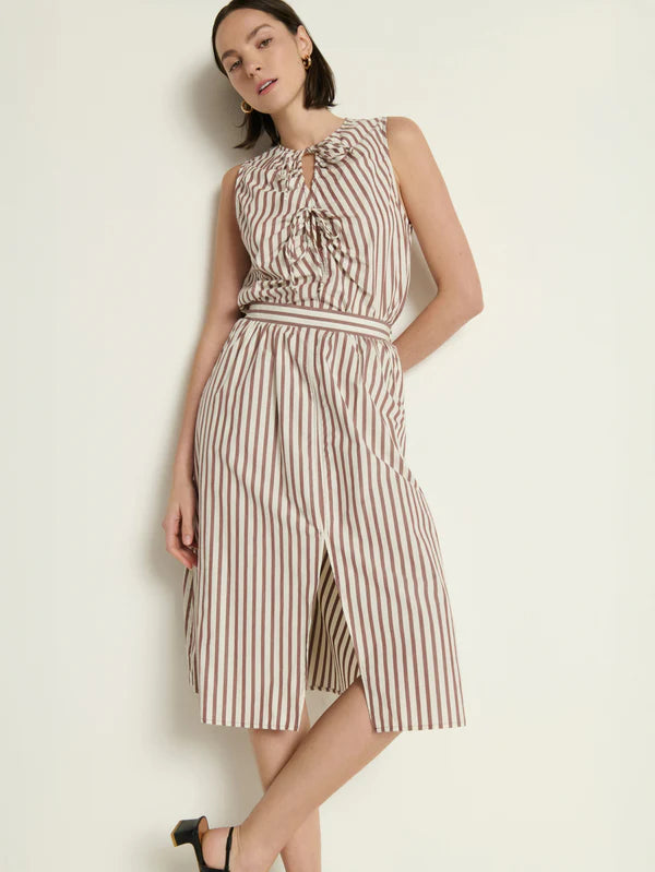Tatiana Midi Skirt in Sable Stripe