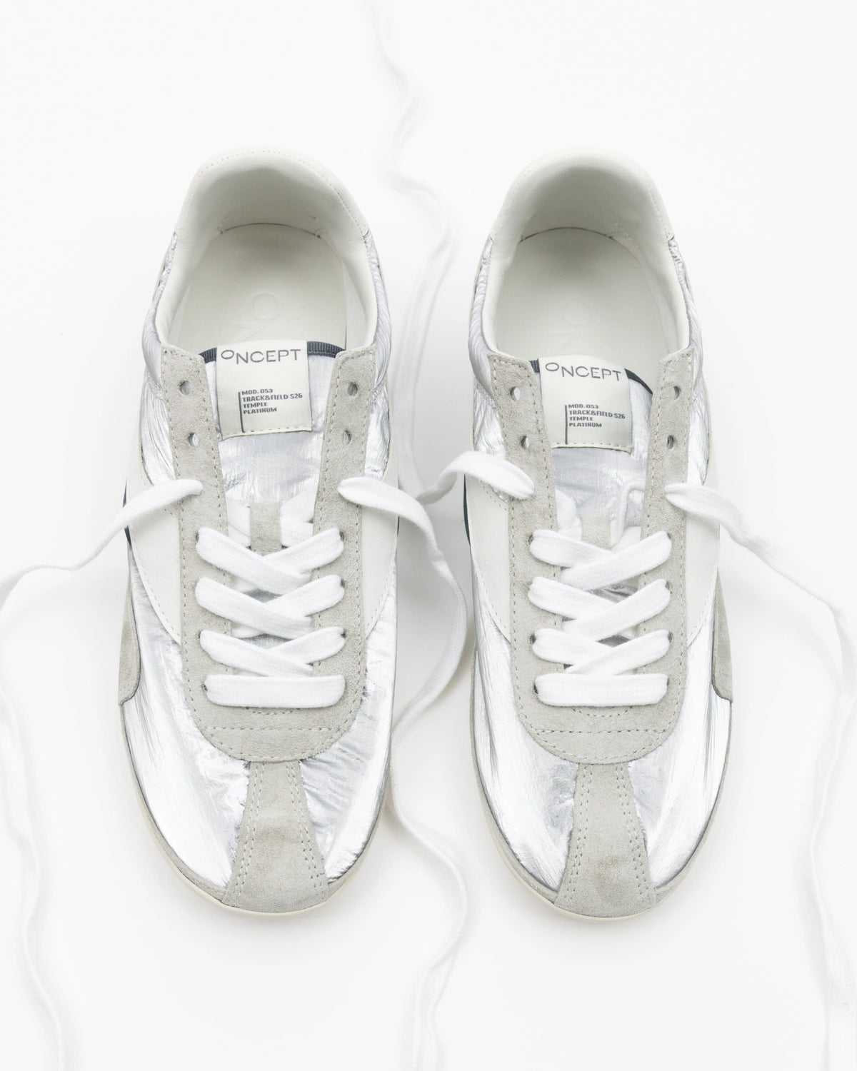 Temple Flat Sneaker in Platinum