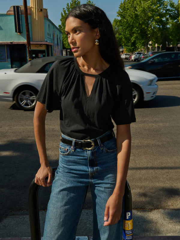 Tracy Keyhole Top in Jet Black