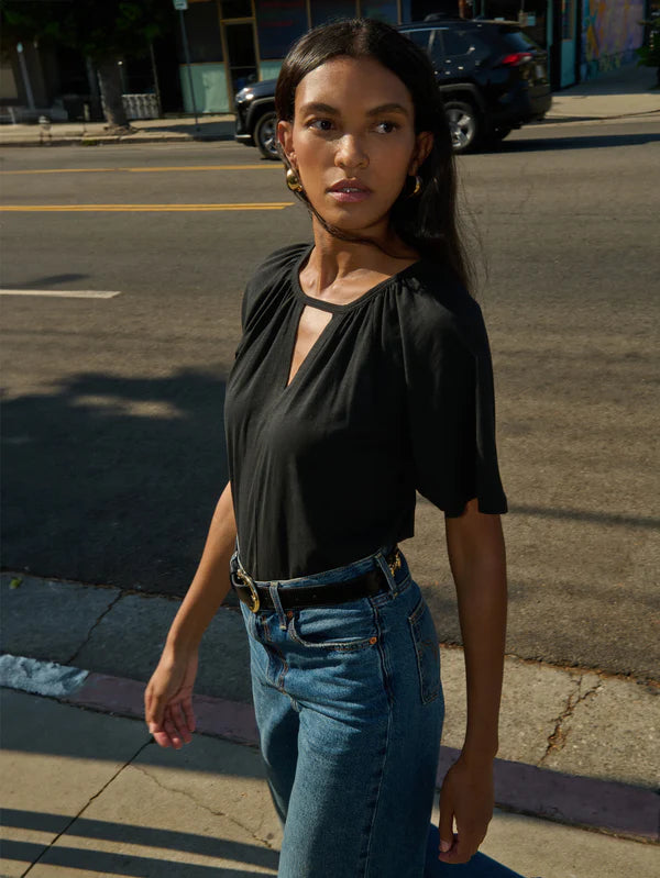 Tracy Keyhole Top in Jet Black