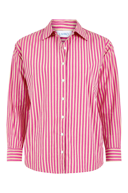 Boyfriend Shirt in Raspberry Stripe