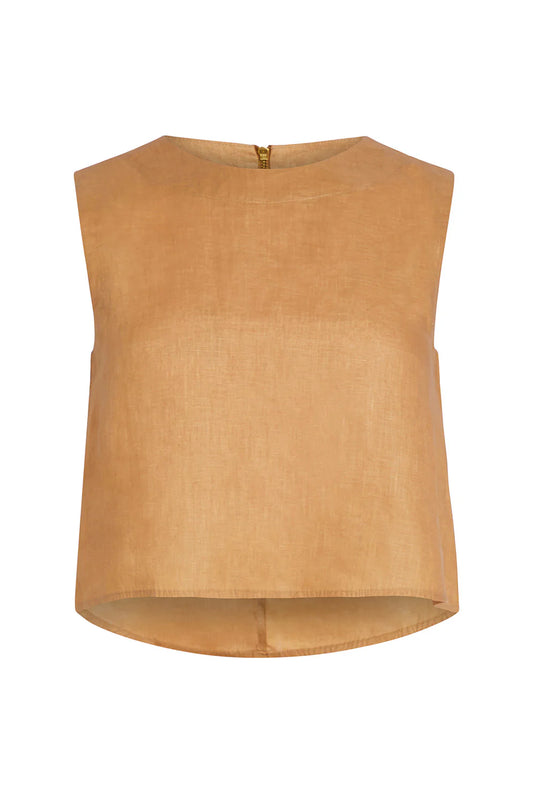Crop Top in Bean Linen