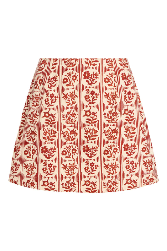 Mini Skirt in Brick Bloom