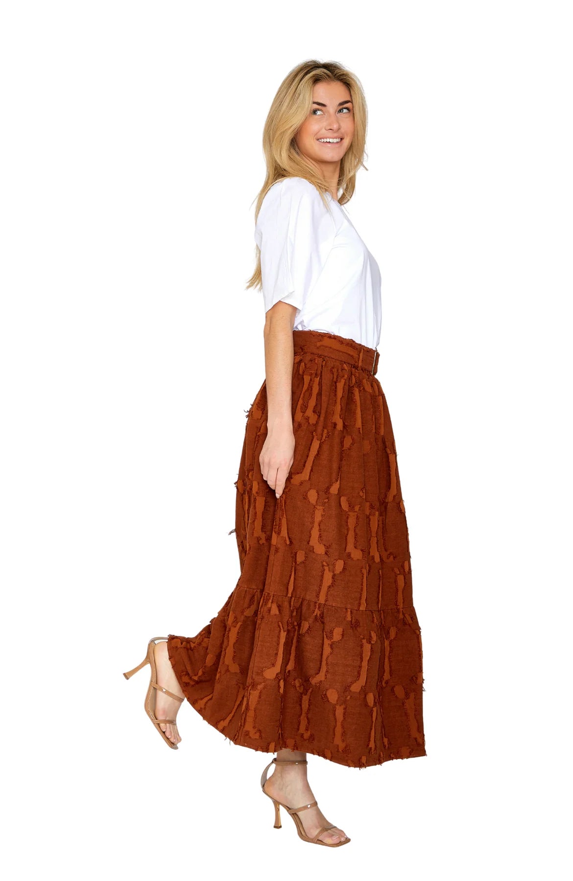 Paige Skirt in Auburn Brown Texture