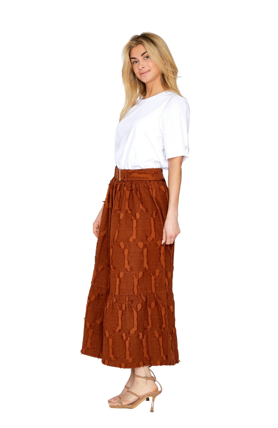 Paige Skirt in Auburn Brown Texture