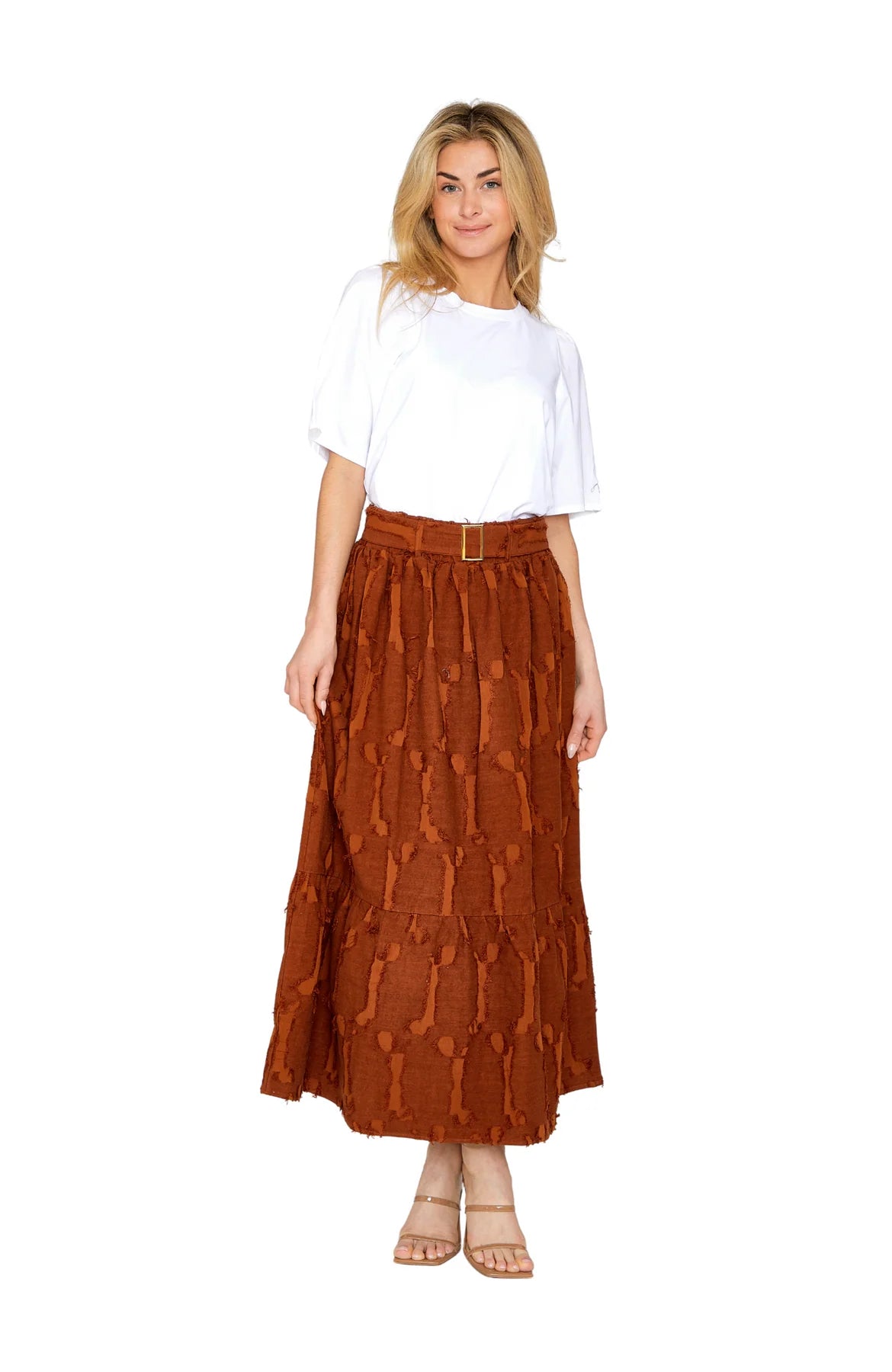 Paige Skirt in Auburn Brown Texture