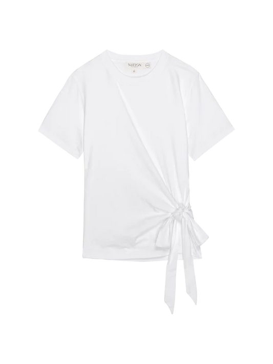 Vincent Side Tie Tee in White