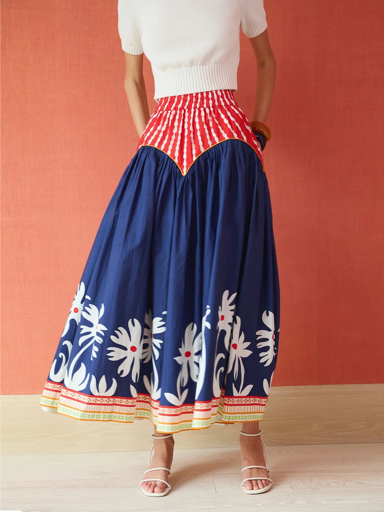 Walker Boxy Crop Top in Painter's Garden Navy