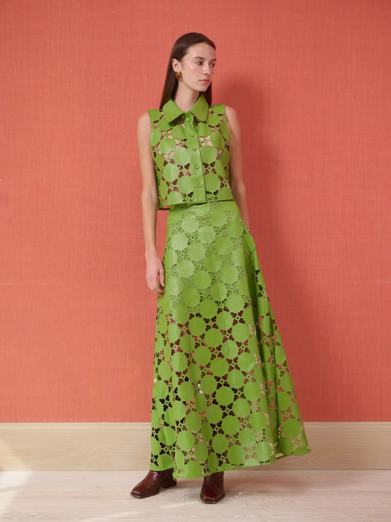 Elizabeth Skirt in Laser Cut Green