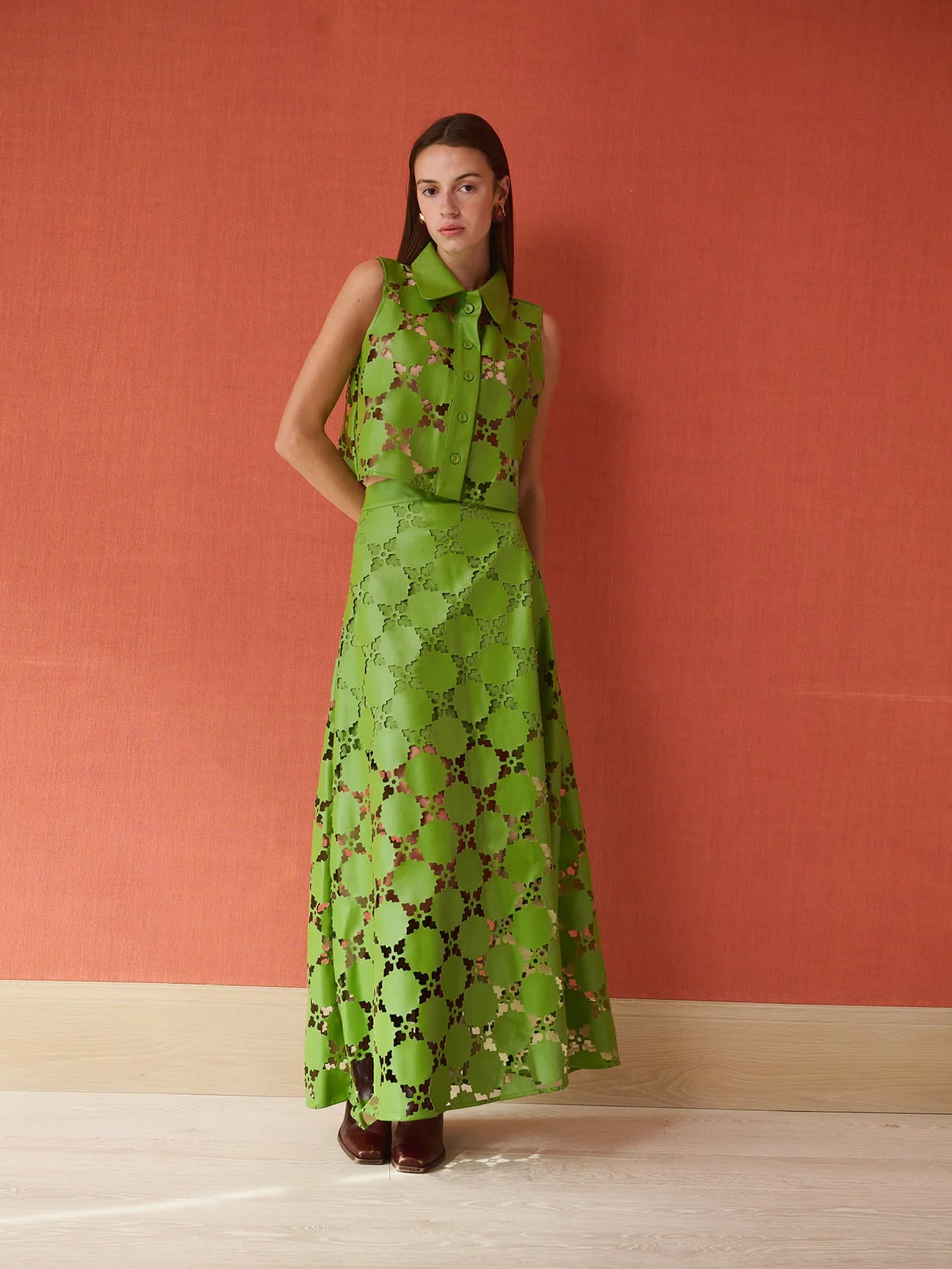 Elizabeth Skirt in Laser Cut Green