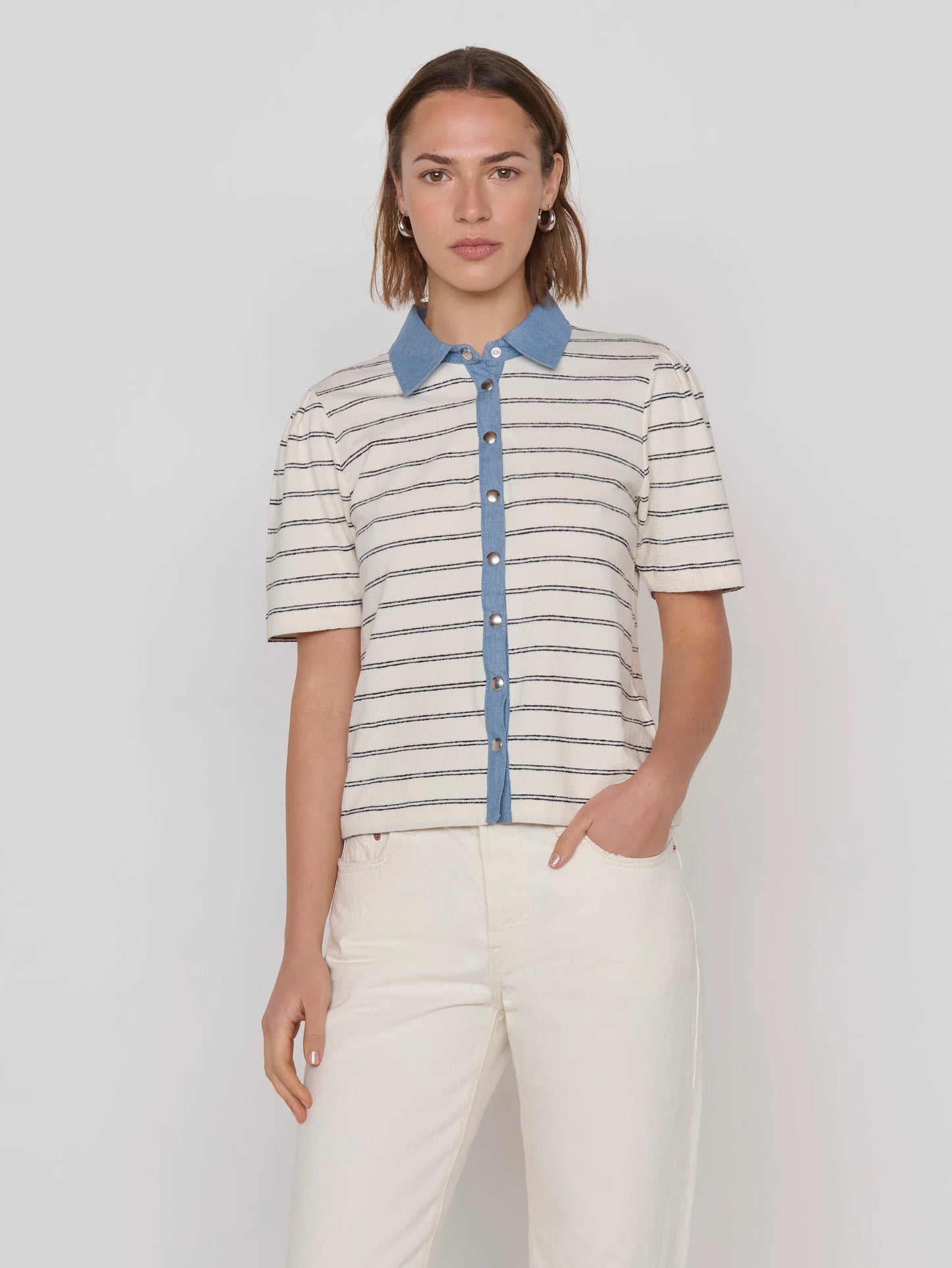 Zoe Snap Blouse in Tuscany Stripe