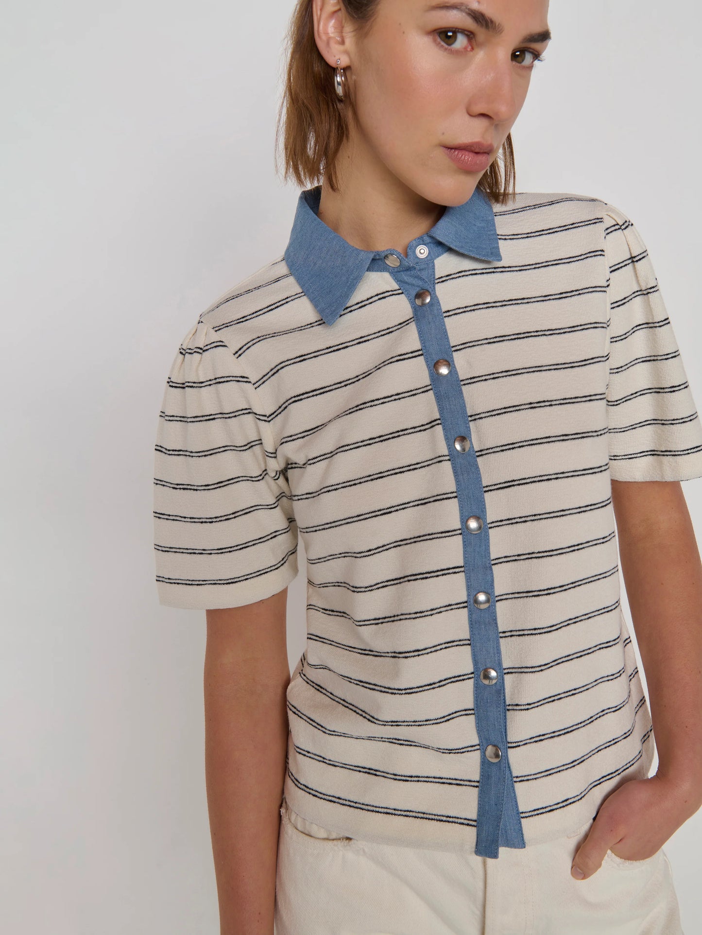 Zoe Snap Blouse in Tuscany Stripe