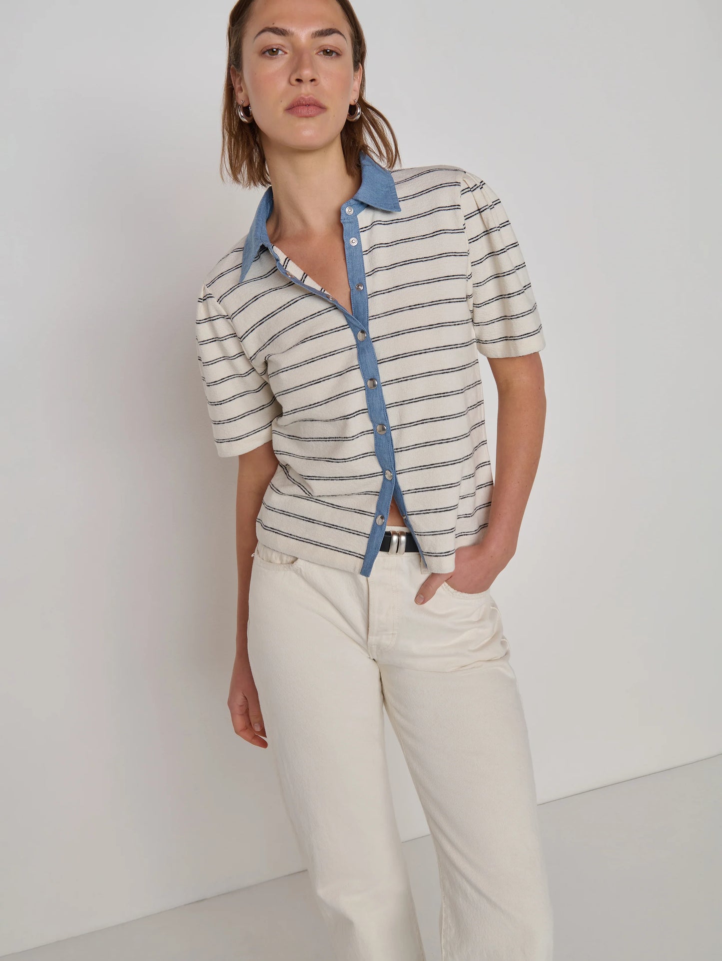 Zoe Snap Blouse in Tuscany Stripe