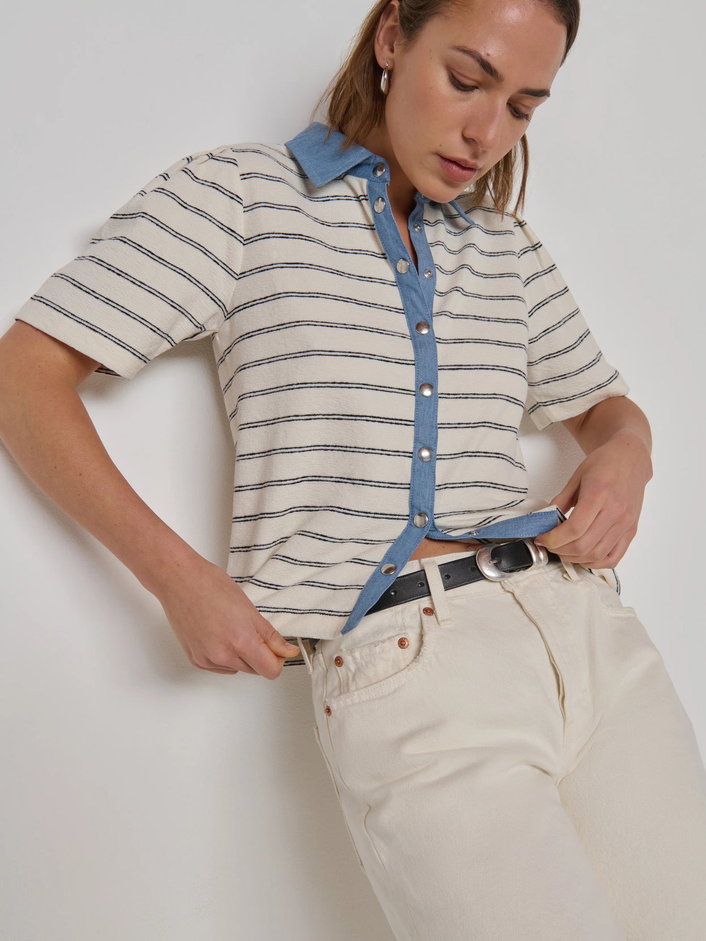 Zoe Snap Blouse in Tuscany Stripe