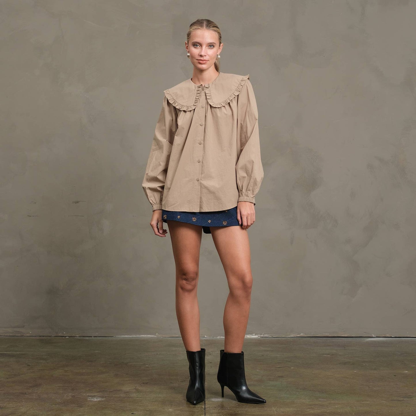 Frill Collar Cotton Blouse