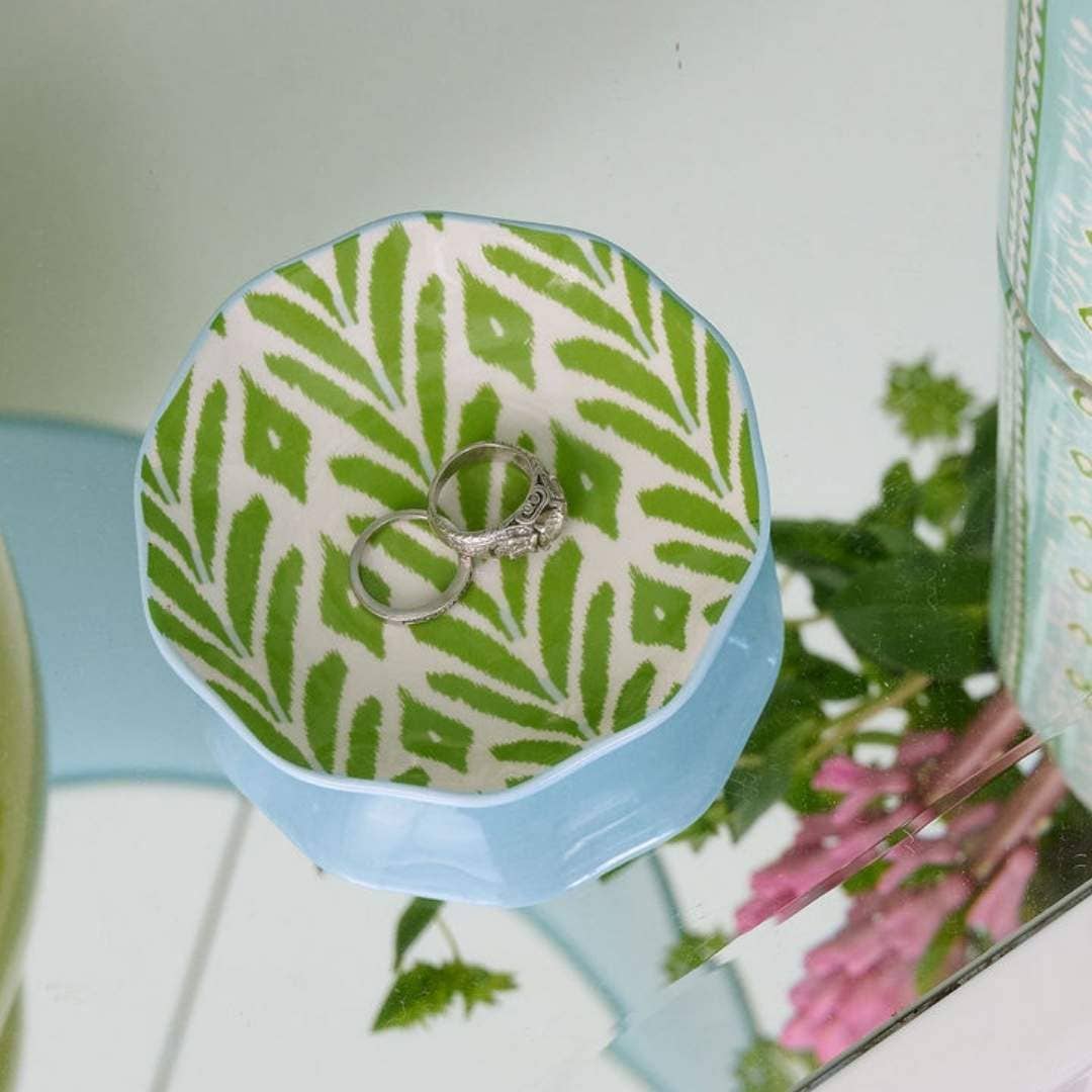 Petite Frond Green Ceramic Ring Dish