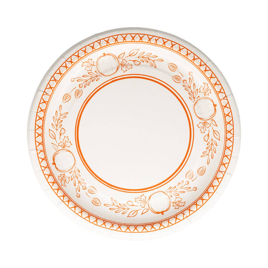 FAL1241 - Falloween Pumpkin Round Dessert 8" Paper Plate