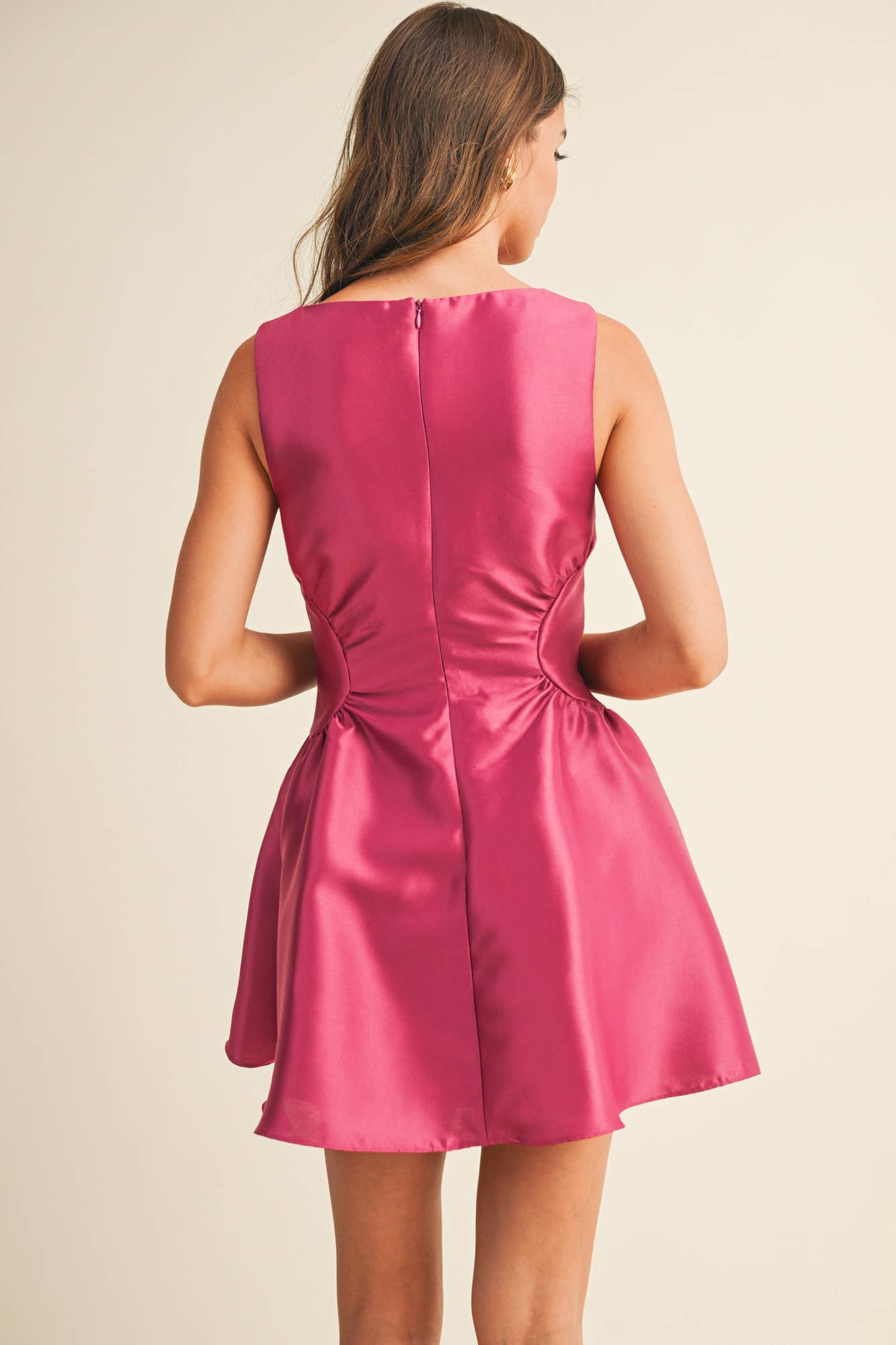Shirred Waist Sleeveless Flare Dress