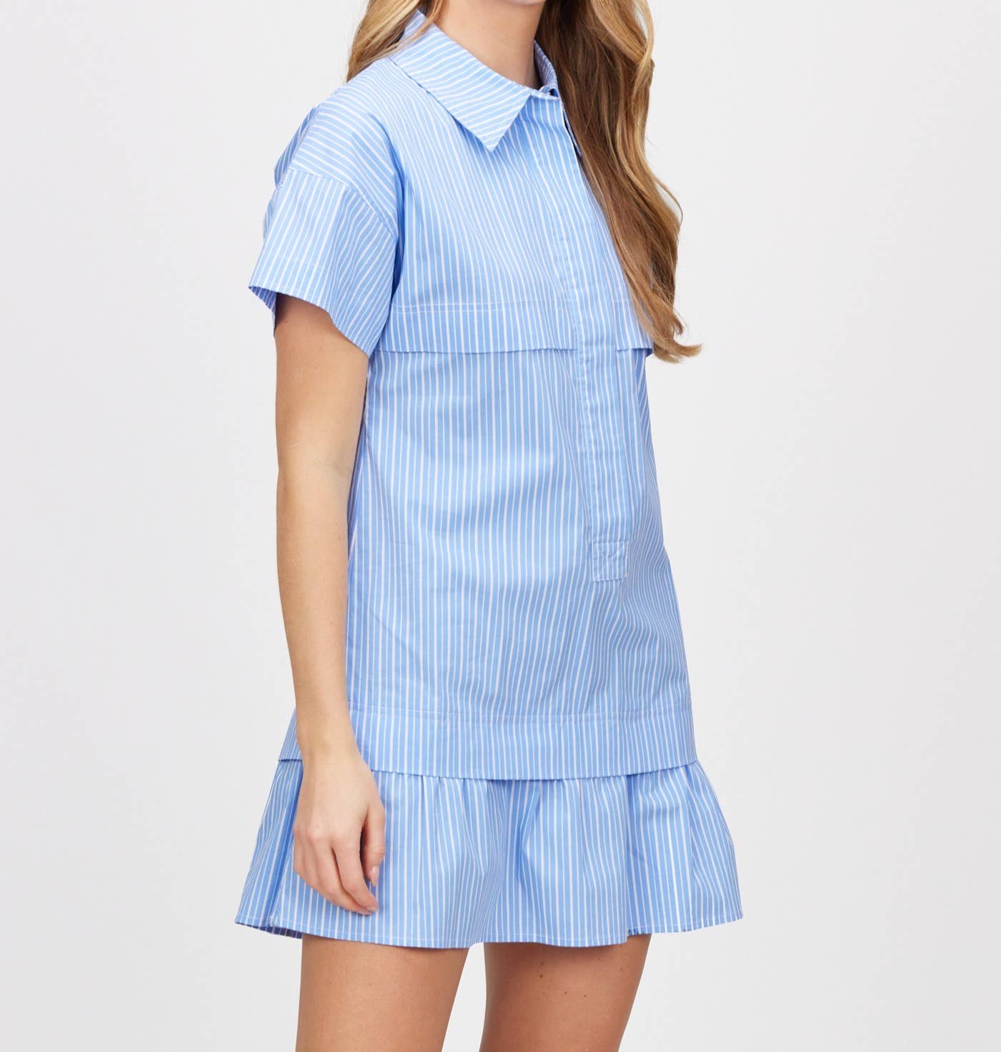 Poplin Striped Short Sleeve Dress