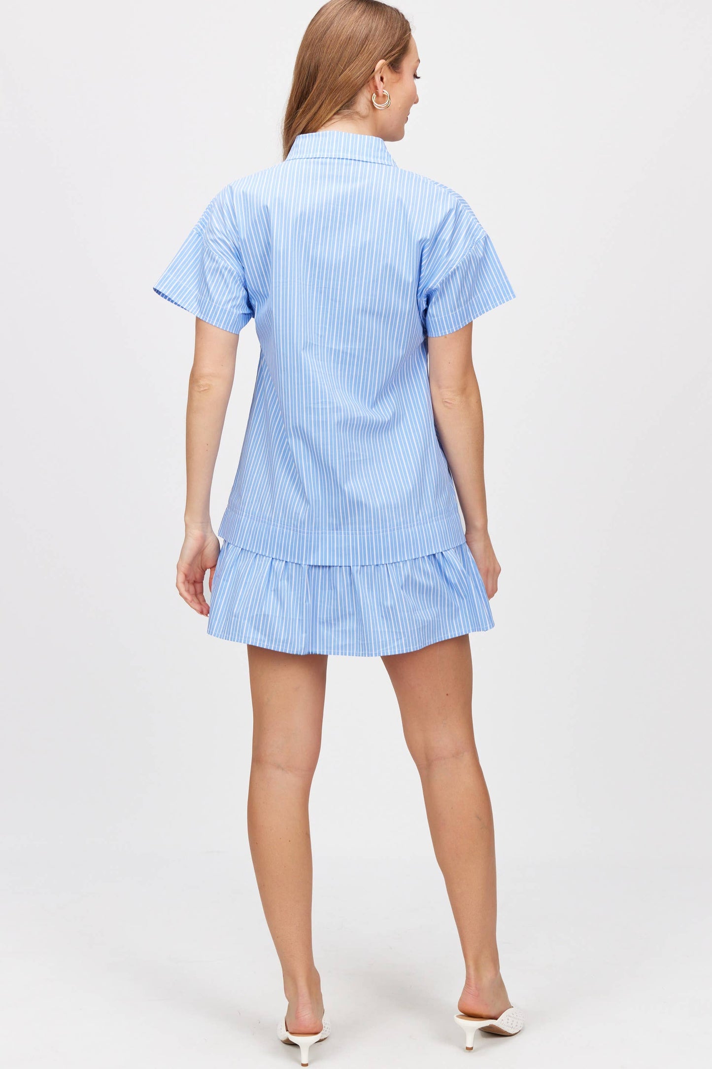 Poplin Striped Short Sleeve Dress