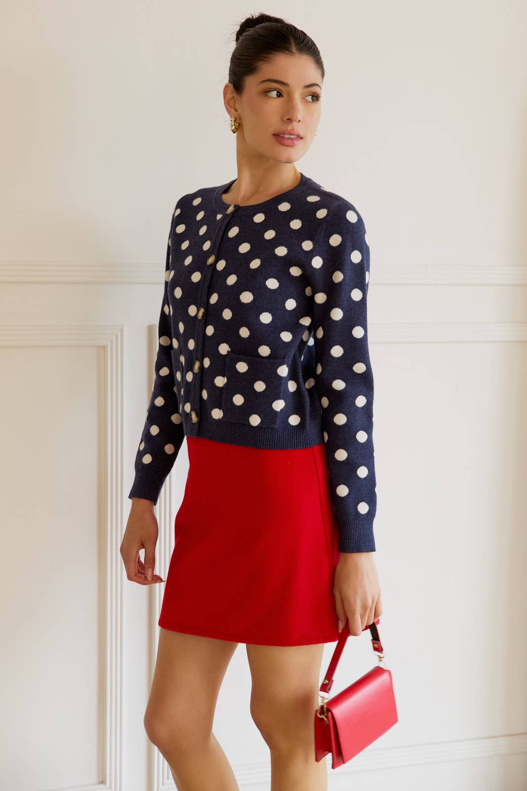 Polka Dot Knit Cardigan