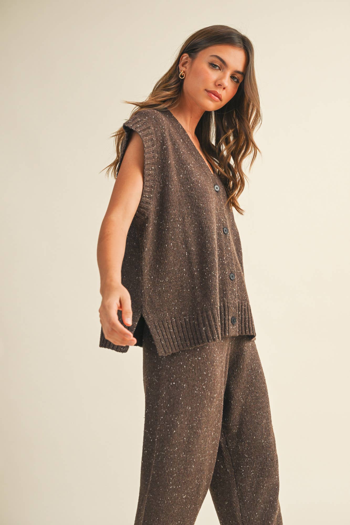 Oversized Button Front Sweater Vest