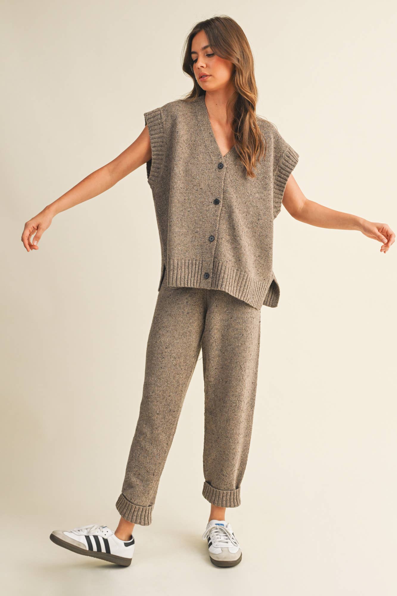 Oversized Button Front Sweater Vest