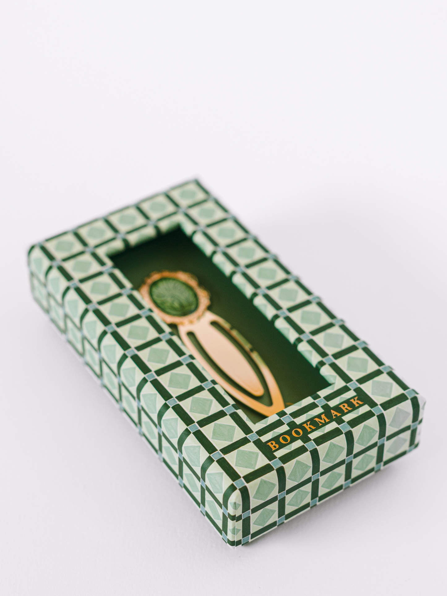 Mosaic Botanical Green Metal Clip Bookmark