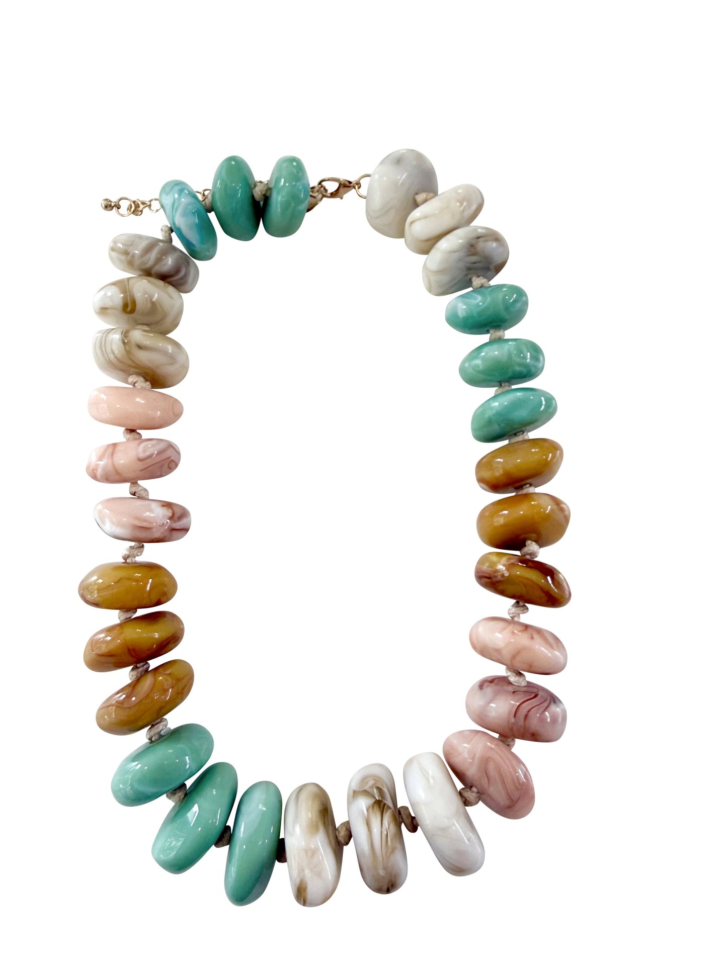 Delray Chunky Beaded Necklace-Tan Mint