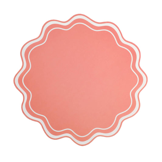 Coral Orange Wavy Scallop Paper Placemats
