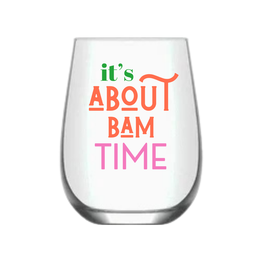 Mahjong Stemless Wine Glass "It's About Bam Time" - Single