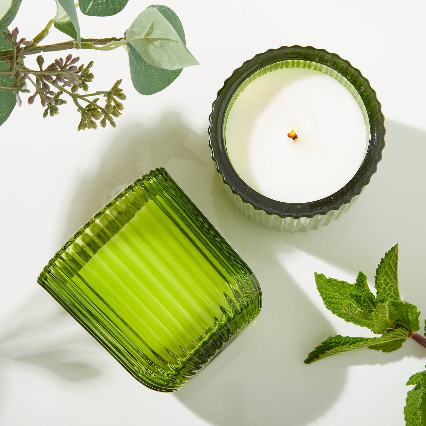 Eucalyptus Mint Citronella Green Glass Candle 8oz. Ctn.6