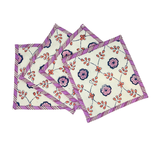 Carolina Canvas Coasters - Pink, SumnerEdit (Set of 4)