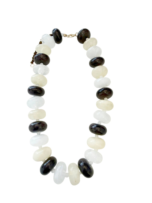 Bailey Chunky Beaded Necklace- Brown Mix