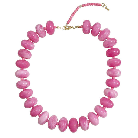 Marlan Chunky Beaded Necklace- Hot Pink Mix