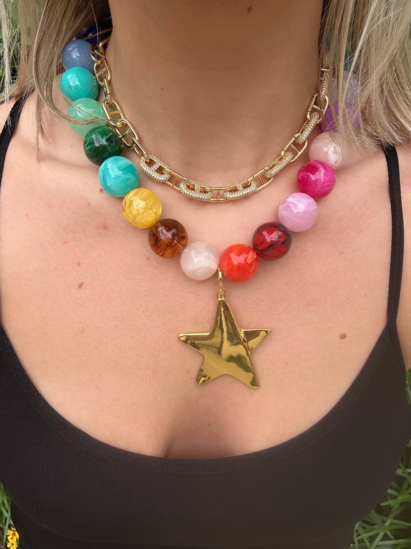Brookie Chunky Beaded Star Necklace
