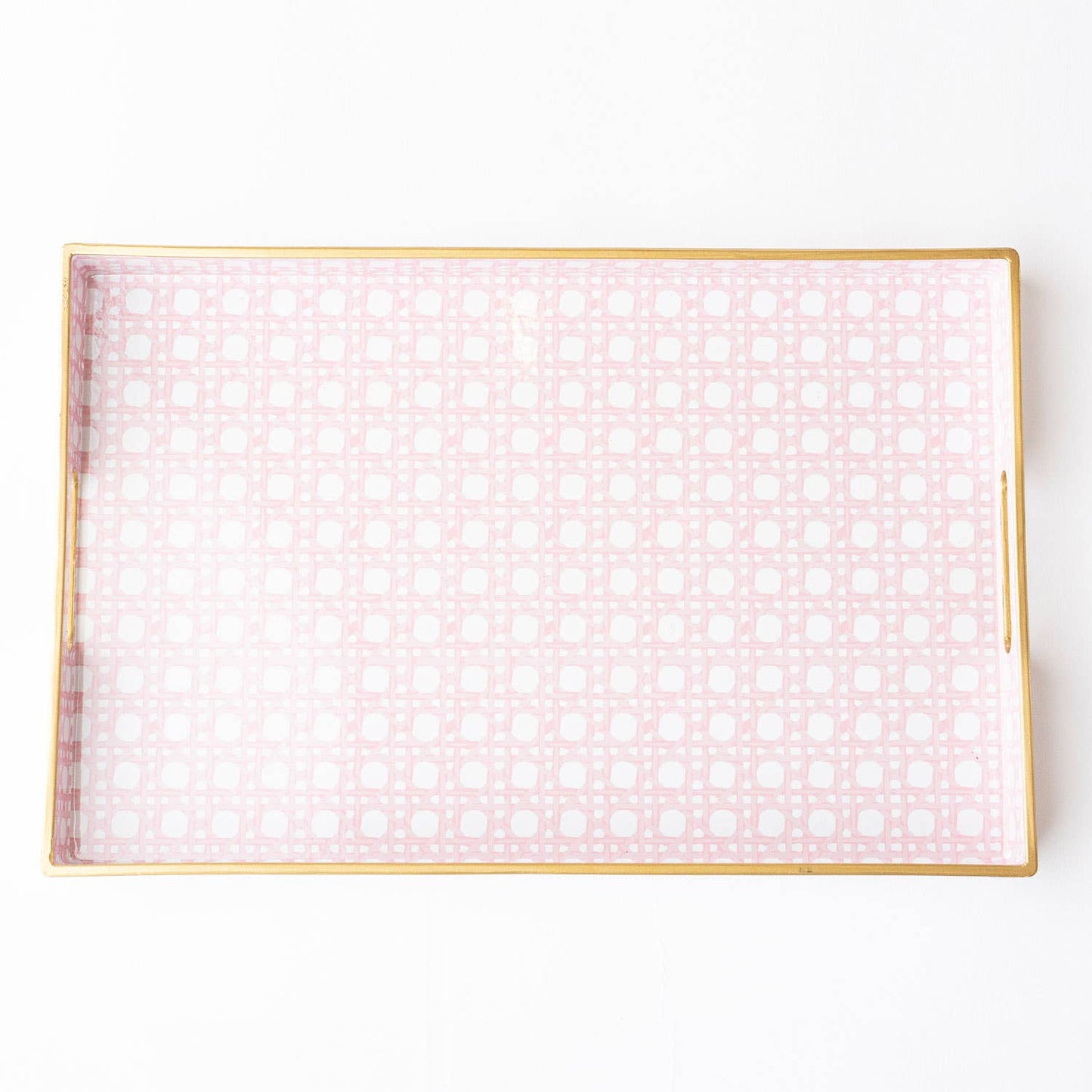 Pink Cane Rectangular Tray