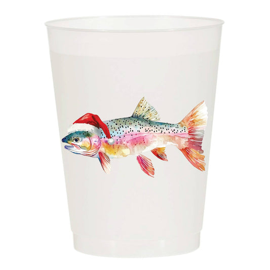 Santa Christmas Trout Frosted Cups- Christmas