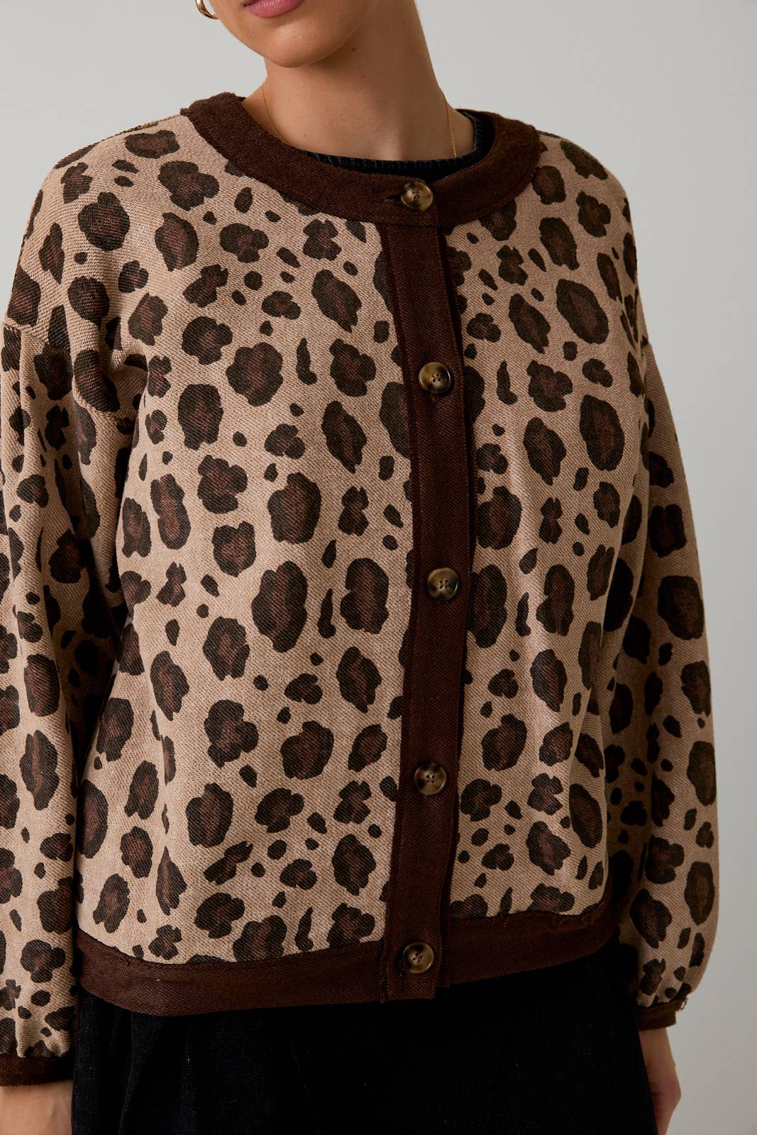 French Terry Animal Print Cardigan