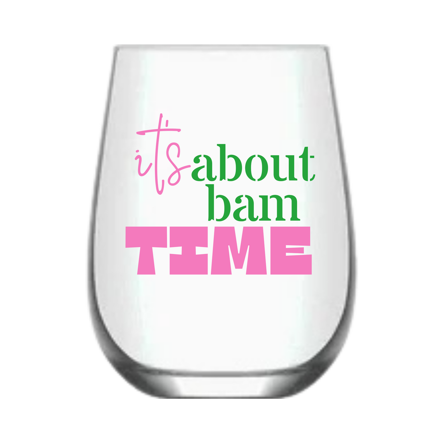 Mahjong Stemless Wine Glass "It's About Bam Time" - Single