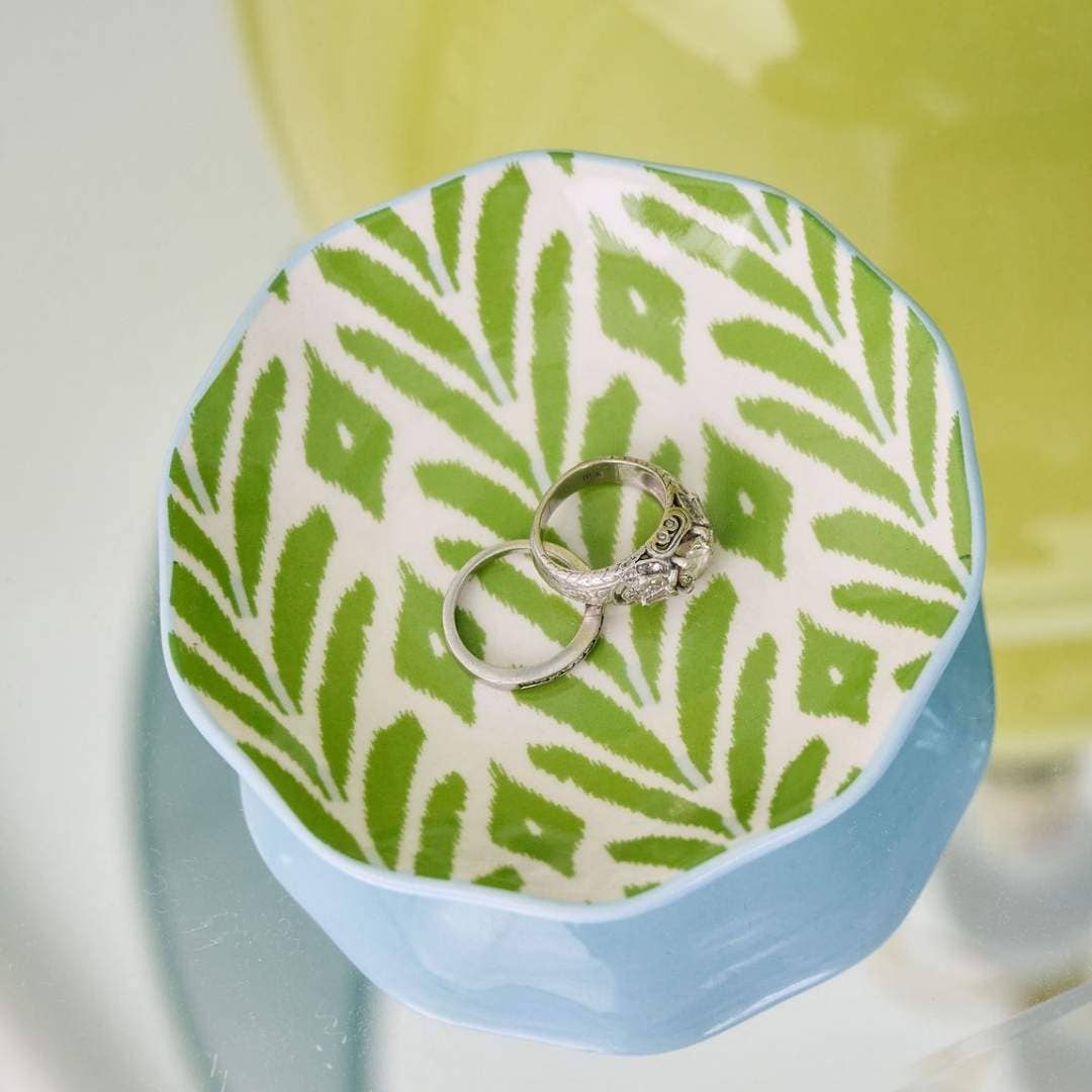 Petite Frond Green Ceramic Ring Dish