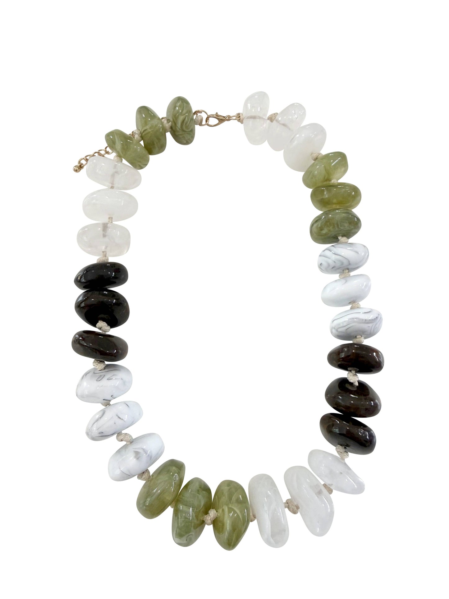 Delray Chunky Beaded Necklace- Chocolate Chartreuse 