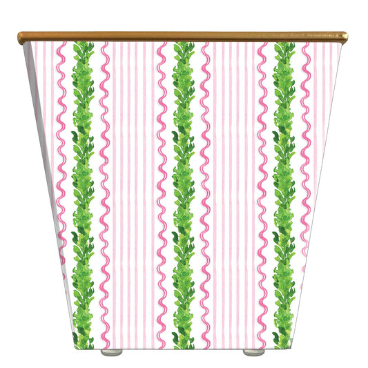 WHH Boxwood Scallop Stripe: Cachepot Container Only