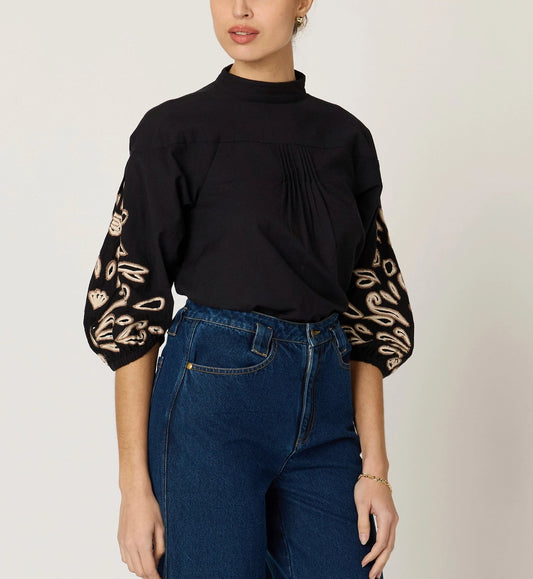 Clarissa Blouse in Black/Ivory