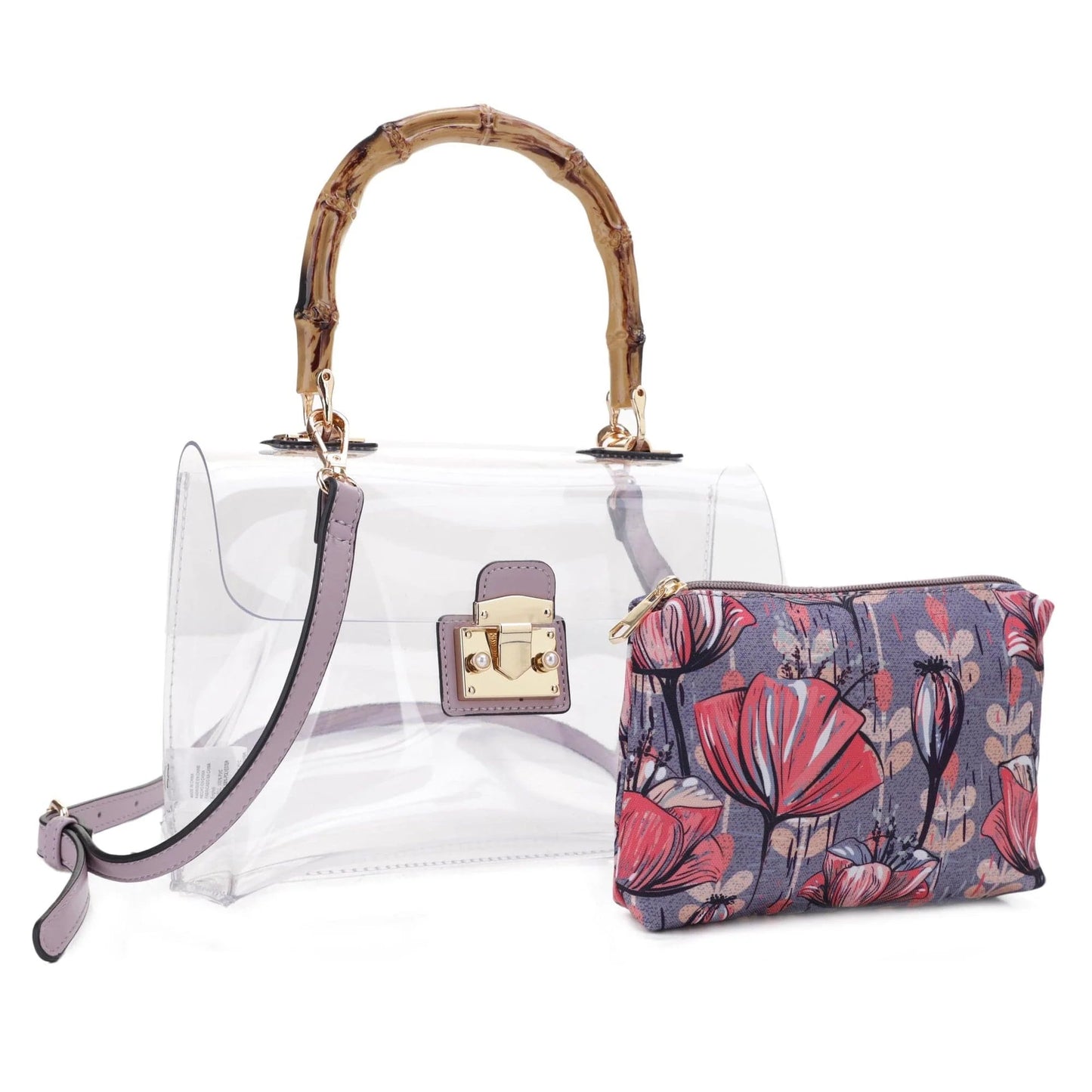 Viviana Bamboo Clear Crossbody with Pouch