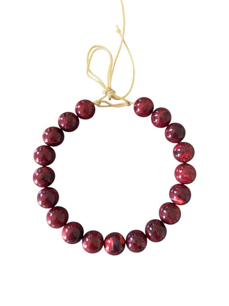Chunky Beaded Necklace - Marbled Garnet