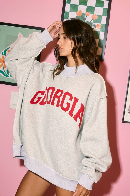 'GEORGIA & GA' Print Reversible Mock Neck Sweatshirt